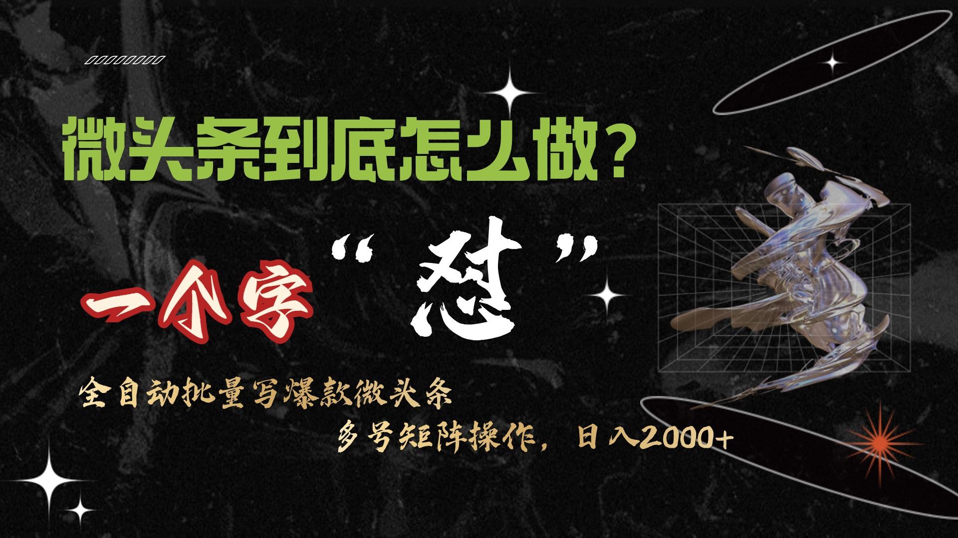 (9809期)微头条最新最强连怼操作，10分钟50条，真正解放双手，月入1w+-鼎誉项目网
