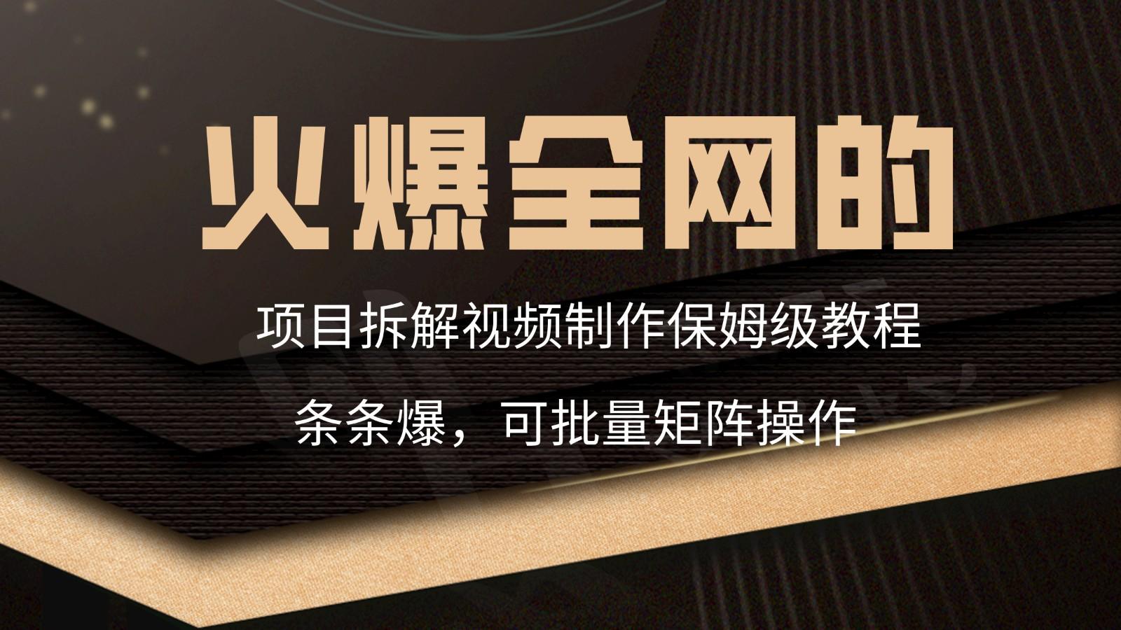 火爆全网的项目拆解类视频如何制作，条条爆，保姆级教程-鼎誉项目网