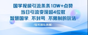 国学视频引流条条10W+点赞当日引流变现超4位数-鼎誉项目网