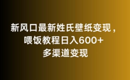 新风口最新姓氏壁纸变现，喂饭教程日入600+【揭秘】-鼎誉项目网