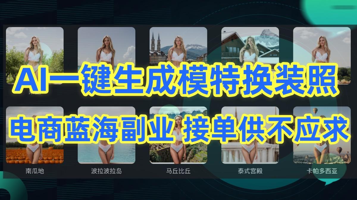 AI制作一键生成模特换装照,电商蓝海副业,接单供不应求-鼎誉项目网