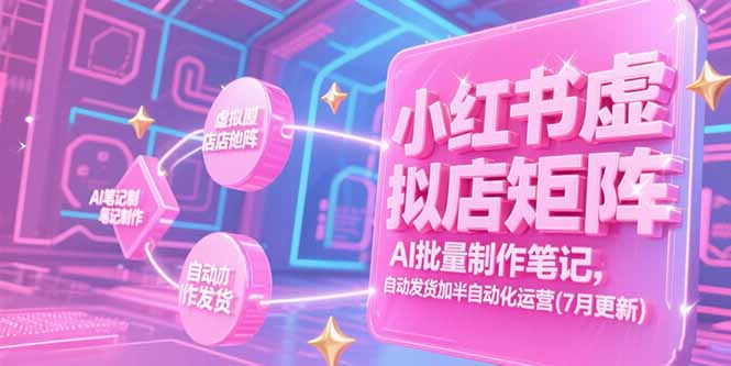 小红书虚拟店矩阵，AI批量制作笔记，自动发货加半自动化运营(7月更新-鼎誉项目网