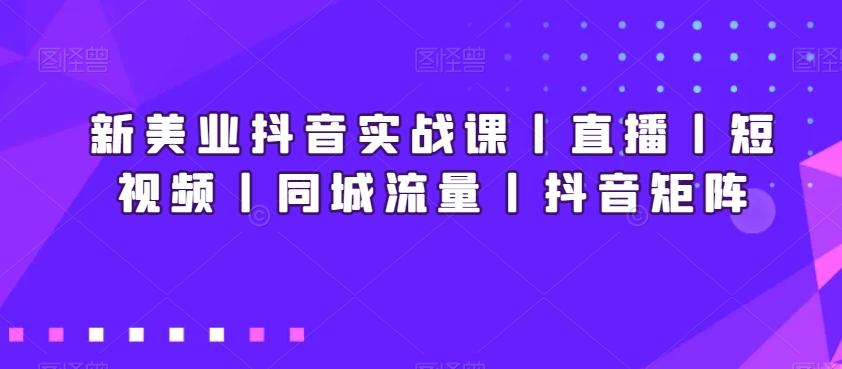 新美业抖音实战课丨直播丨短视频丨同城流量丨抖音矩阵-鼎誉项目网
