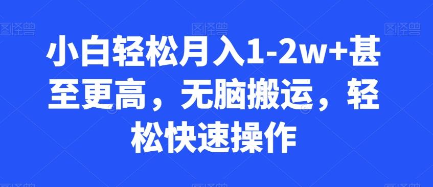 小白轻松月入1-2w+甚至更高，无脑搬运，轻松快速操作-鼎誉项目网