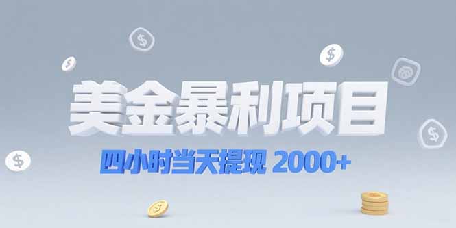 美金暴利项目，四小时当天提现 2000+机会留给会选赛道的人-鼎誉项目网
