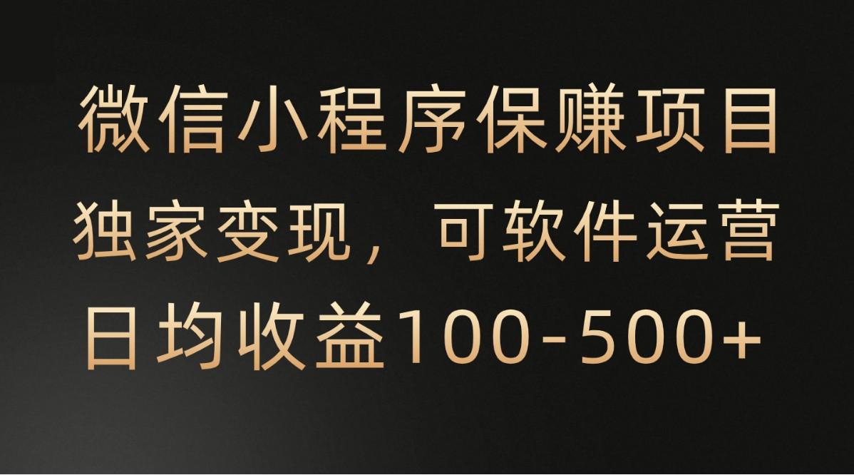微信小程序，腾讯保赚项目，可软件自动运营，日均100-500+收益有保障-鼎誉项目网