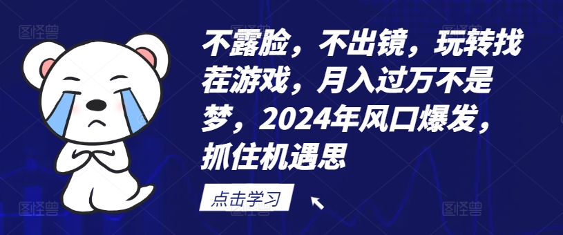 不露脸，不出镜，玩转找茬游戏，月入过万不是梦，2024年风口爆发，抓住机遇【揭秘】-鼎誉项目网