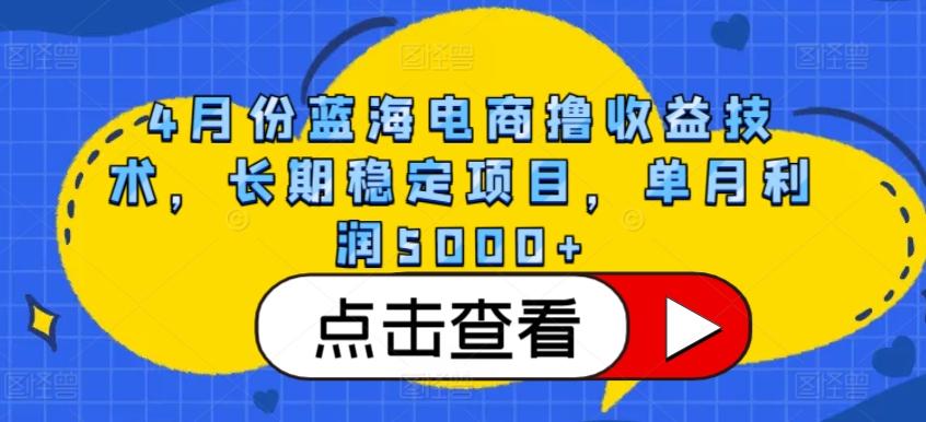 4月份蓝海电商撸收益技术，长期稳定项目，单月利润5000+【揭秘】-鼎誉项目网