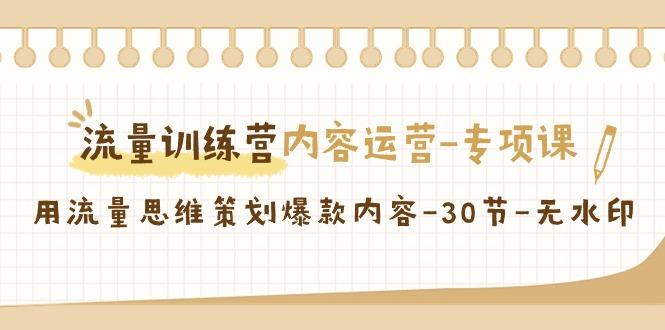 流量训练营之内容运营-专项课，用流量思维策划爆款内容-30节-无水印-鼎誉项目网