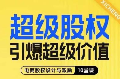 超级股权引爆超级价值，电商股权设计与激励10堂线上课-鼎誉项目网