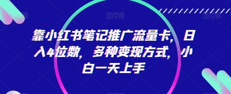 靠小红书笔记推广流量卡，日入4位数，多种变现方式，小白一天上手-鼎誉项目网