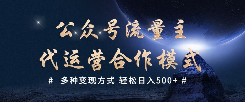 公众号流量主代运营  多种变现方式 轻松日入5张【揭秘】-鼎誉项目网