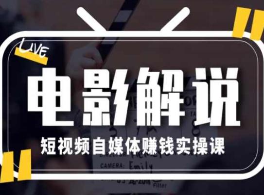 电影解说短视频自媒体赚钱实操课，教你做电影解说短视频，月赚1万-鼎誉项目网