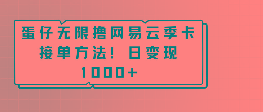 蛋仔无限撸网易云季卡接单方法！日变现1000+-鼎誉项目网
