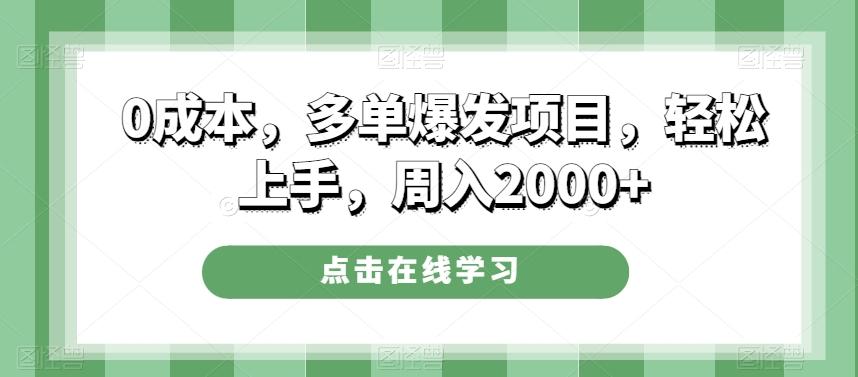 0成本，多单爆发项目，轻松上手，周入2000+-鼎誉项目网