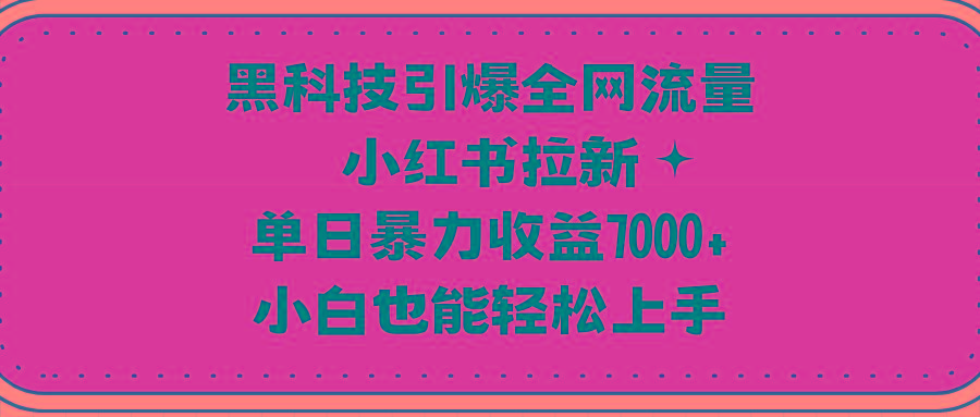 (9679期)黑科技引爆全网流量小红书拉新，单日暴力收益7000+，小白也能轻松上手-鼎誉项目网