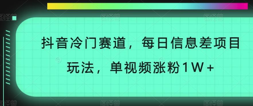 抖音冷门赛道，每日信息差项目玩法，单视频涨粉1W+-鼎誉项目网
