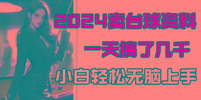 2024卖台球资料，一天搞了几千，小白轻松无脑上手-鼎誉项目网