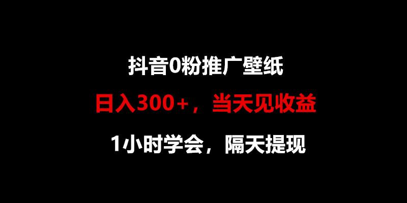 日入300+，抖音0粉推广壁纸，1小时学会，当天见收益，隔天提现-鼎誉项目网