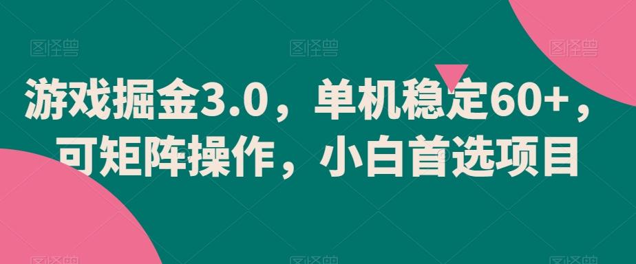 游戏掘金3.0，单机稳定60+，可矩阵操作，小白首选项目【揭秘】-鼎誉项目网