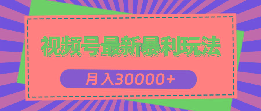 视频号最新暴利玩法，轻松月入30000+-鼎誉项目网