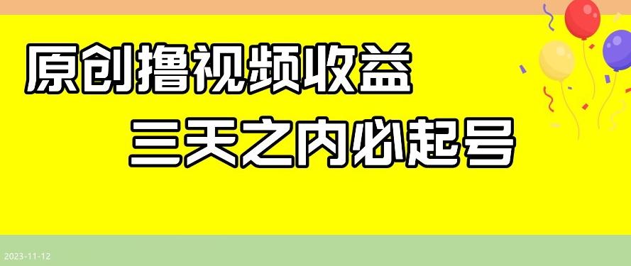 最新撸视频收益，三天之内必起号，一天保底100+【揭秘】-鼎誉项目网