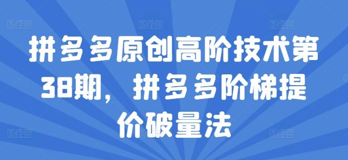 拼多多原创高阶技术第38期，拼多多阶梯提价破量法-鼎誉项目网