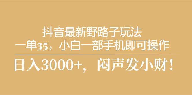 抖音最新野路子玩法，一单35，小白一部手机即可操作，，日入3000+，闷…-鼎誉项目网