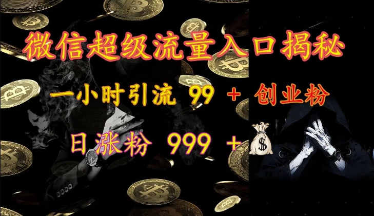 微信超级流量入口揭秘：一小时引流 99 + 创业粉，日涨粉 999 +-鼎誉项目网