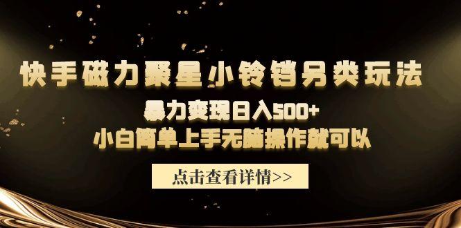 (9689期)快手磁力聚星小铃铛另类玩法，暴力变现日入500+小白简单上手无脑操作就可以-鼎誉项目网