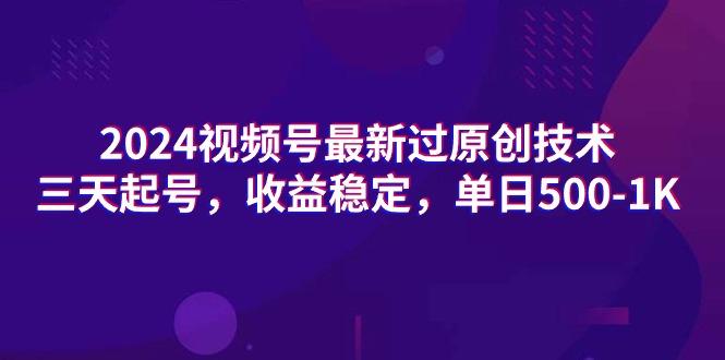 (9505期)2024视频号最新过原创技术，三天起号，收益稳定，单日500-1K-鼎誉项目网