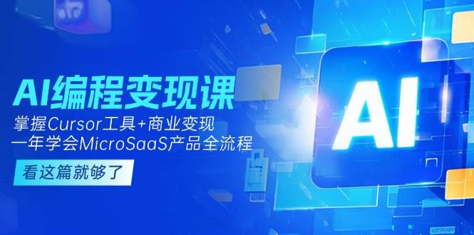 AI编程变现课:掌握Cursor工具+商业变现,一年学会MicroSaaS产品全流程-鼎誉项目网