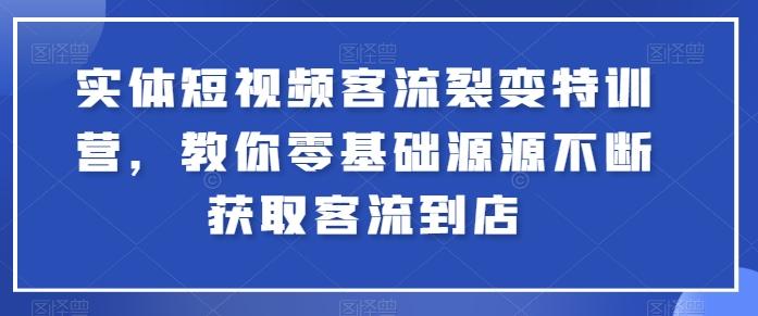 实体短视频客流裂变特训营，教你零基础源源不断获取客流到店-鼎誉项目网