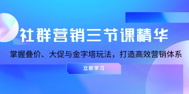 社群营销三节课精华：掌握叠价、大促与金字塔玩法，打造高效营销体系-鼎誉项目网