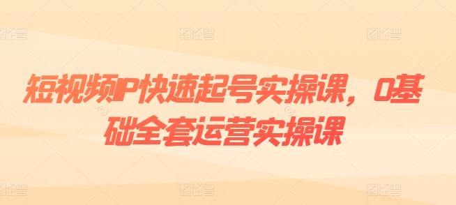 短视频IP快速起号实操课，0基础全套运营实操课，爆款内容设计+粉丝运营+内容变现-鼎誉项目网