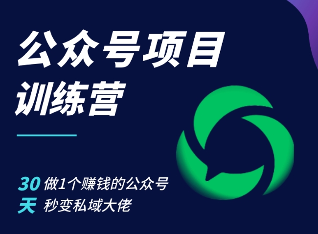 公众号项目训练营，30天做1个赚钱的公众号，秒变私域大佬-鼎誉项目网
