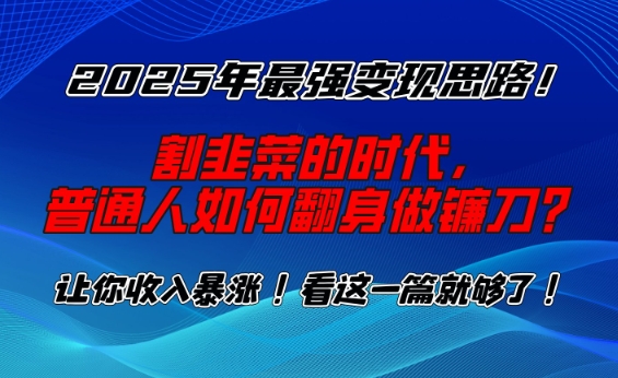 2025年最强变现思路，割韭菜的时代， 普通人如何翻身做镰刀？【揭秘】-鼎誉项目网