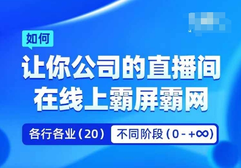 企业矩阵直播霸屏实操课，让你公司的直播间在线上霸屏霸网-鼎誉项目网